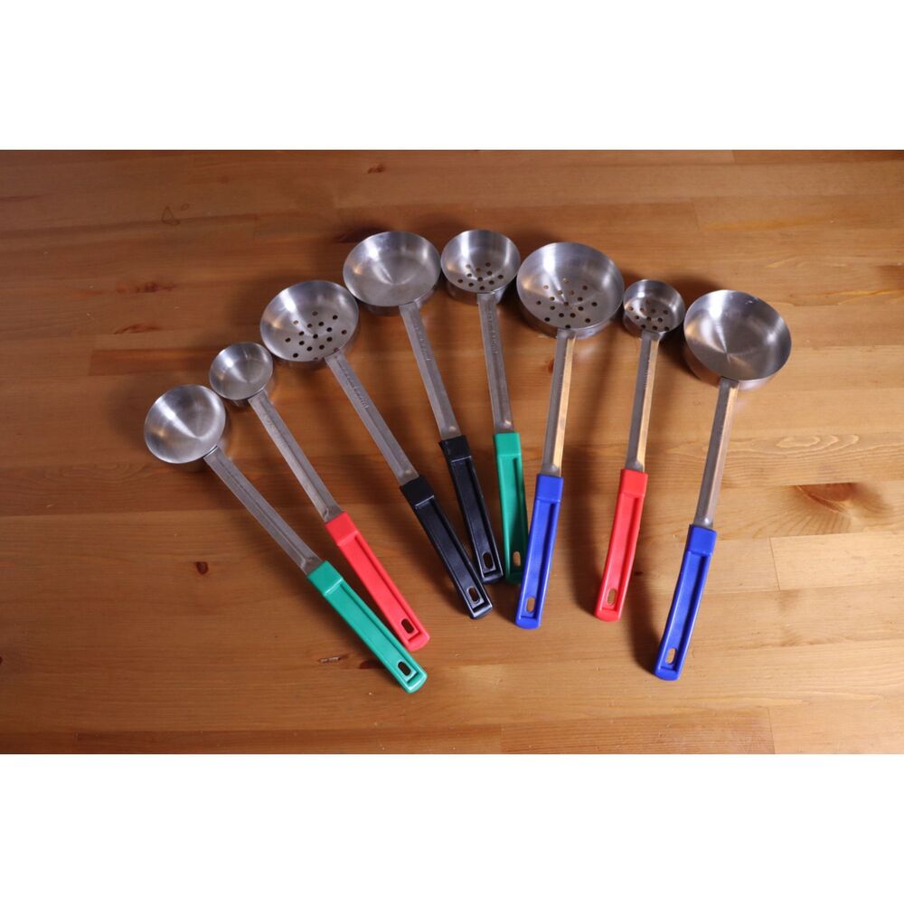 Portion Control Serving Spoons (Set of 8), Slotted & Unslotted Portion Scoops